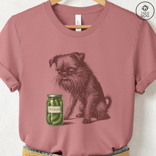 Brussels Griffon Griff Pickles T-Shirt Heather Mauve Taco-Dog