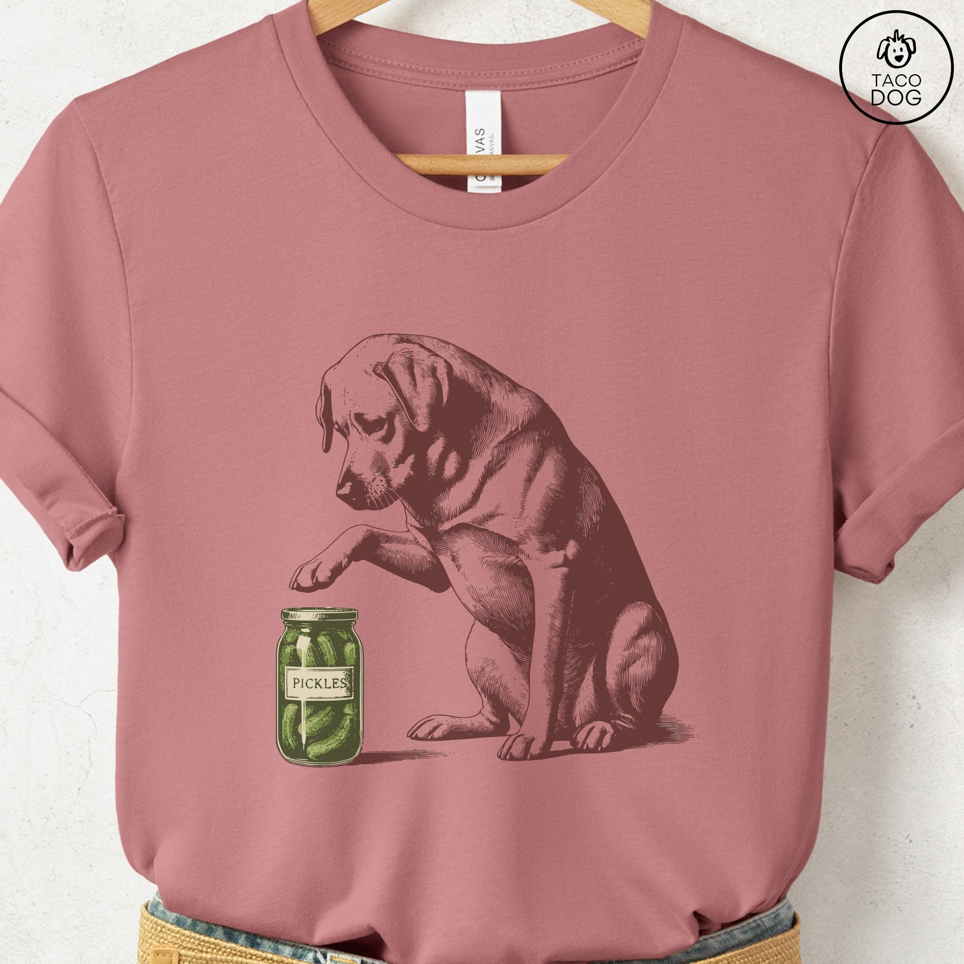 Labrador Retriever Lab Pickles T-Shirt Heather Mauve Taco-Dog