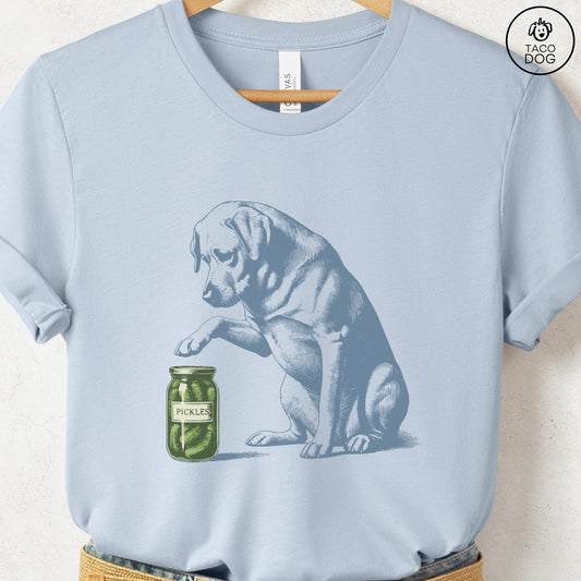 Labrador Retriever Lab Pickles T-Shirt Light Blue Taco-Dog