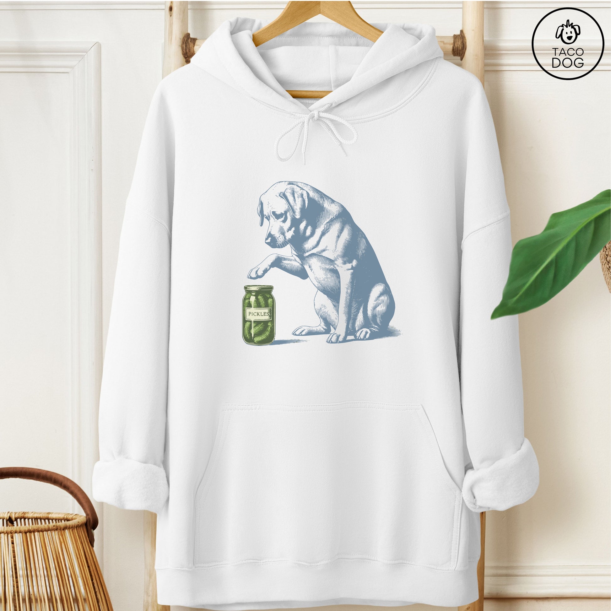 Labrador Retriever Lab Pickles Hoodie White Taco-Dog
