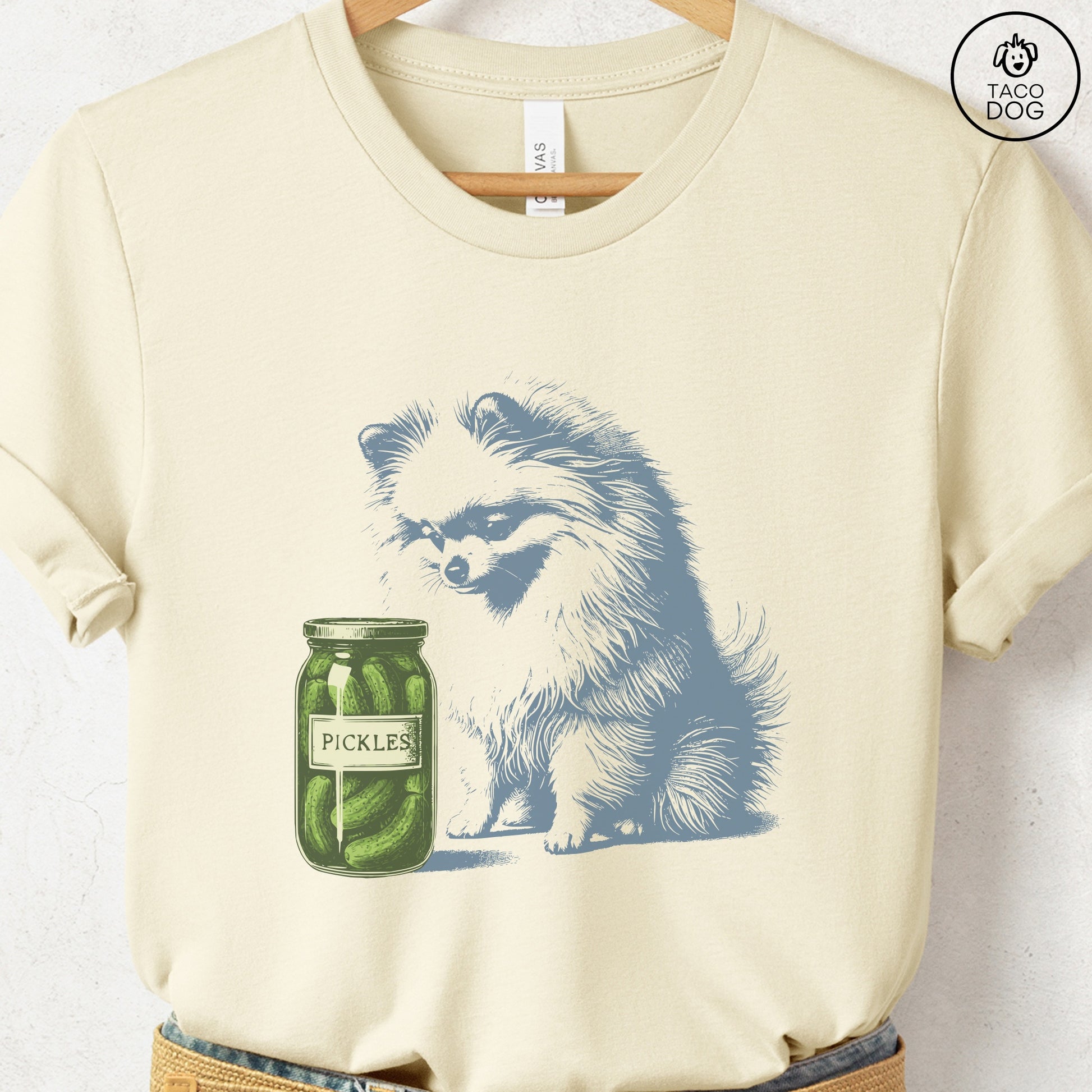 Pomeranian Pickles T-Shirt Natural Taco-Dog