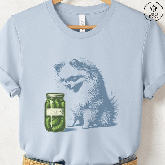 Pomeranian Pickles T-Shirt Light Blue Taco-Dog