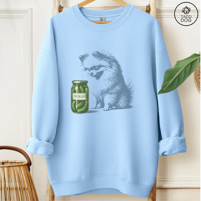 Pomeranian Pickles Sweatshirt Light Blue Taco-Dog