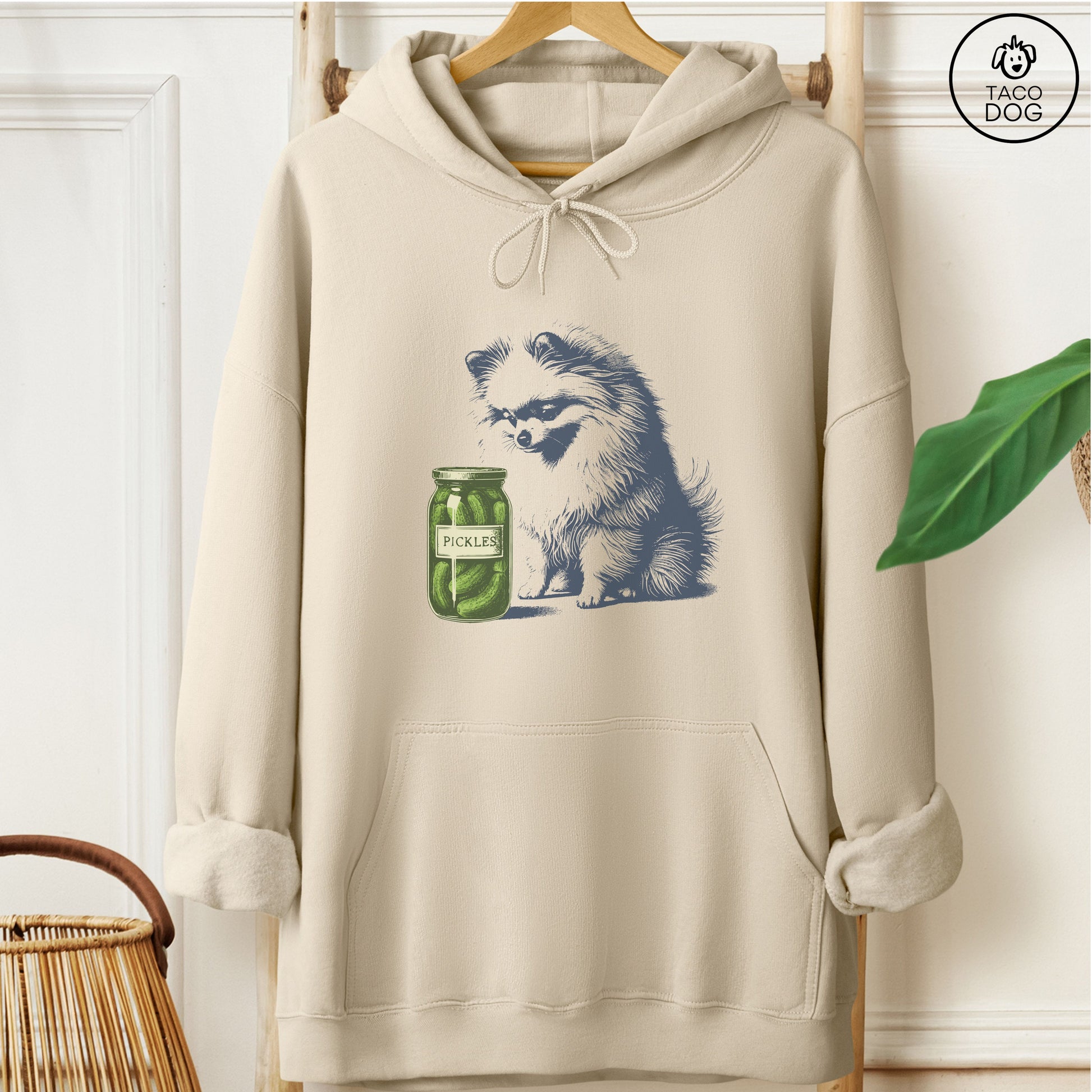 Pomeranian Pickles Hoodie Sand Taco-Dog