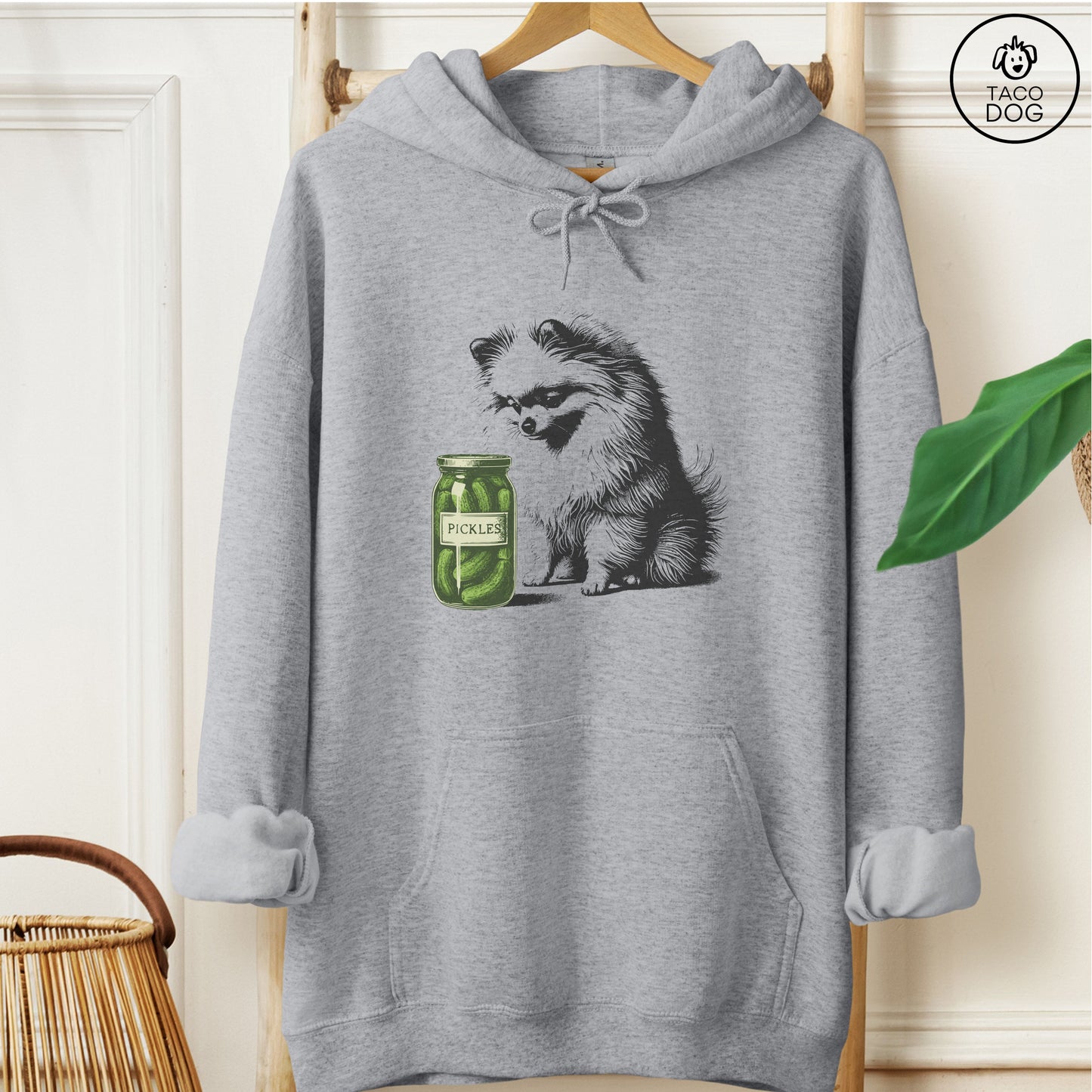 Pomeranian Pickles Hoodie Graphite Heather Taco-Dog
