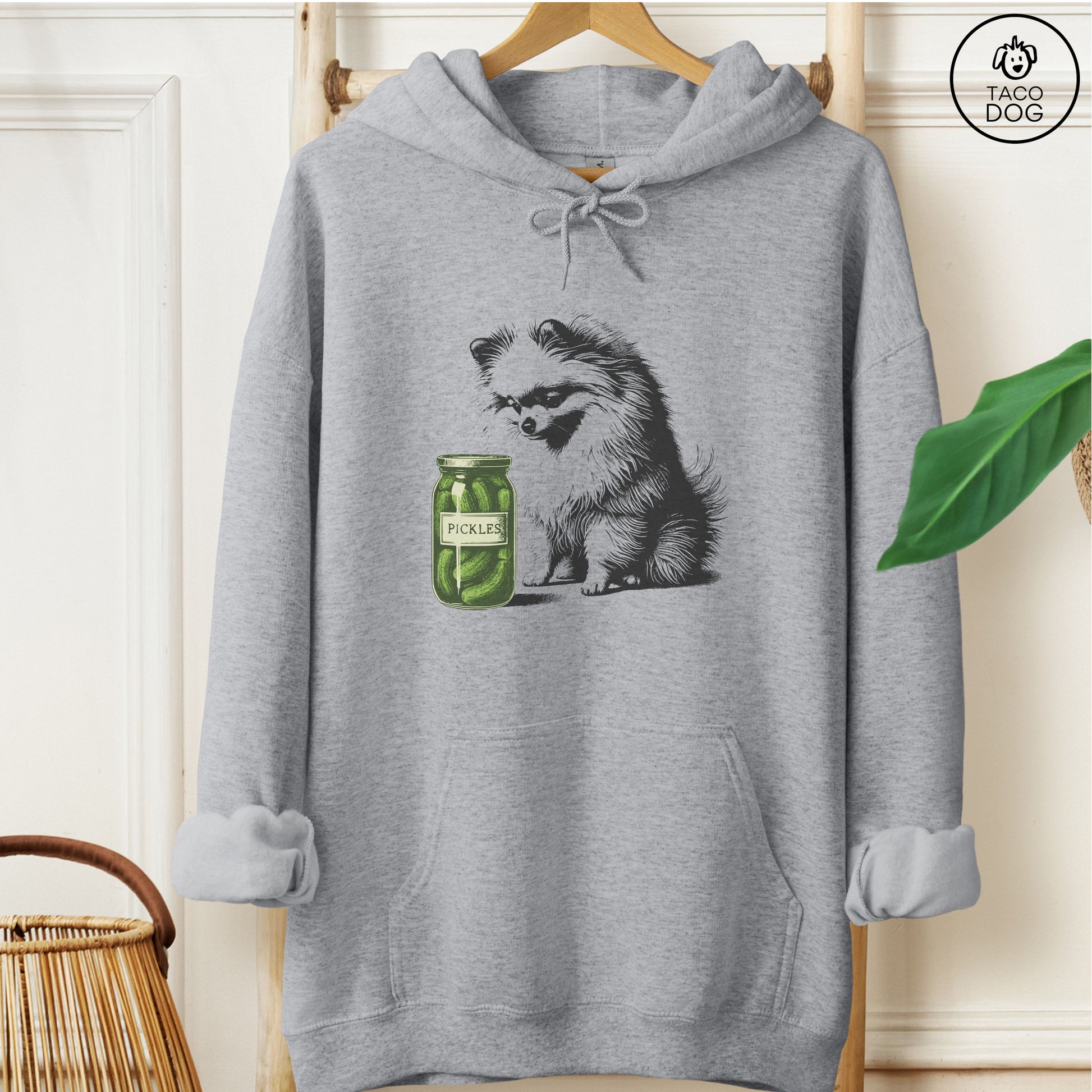 Pomeranian Pickles Hoodie Graphite Heather Taco-Dog