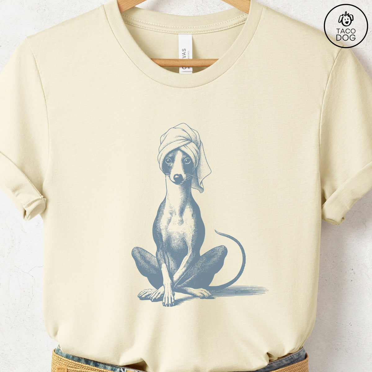 Italian Greyhound Whippet Iggy Spa T-Shirt, design close-up