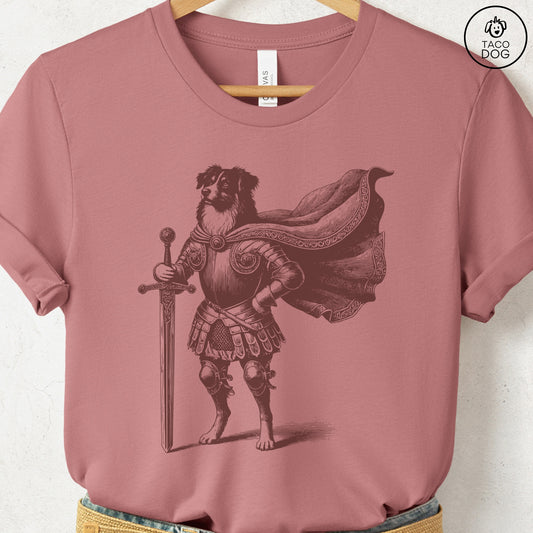 Australian Shepherd Aussie Knight T-Shirt Heather Mauve Taco-Dog