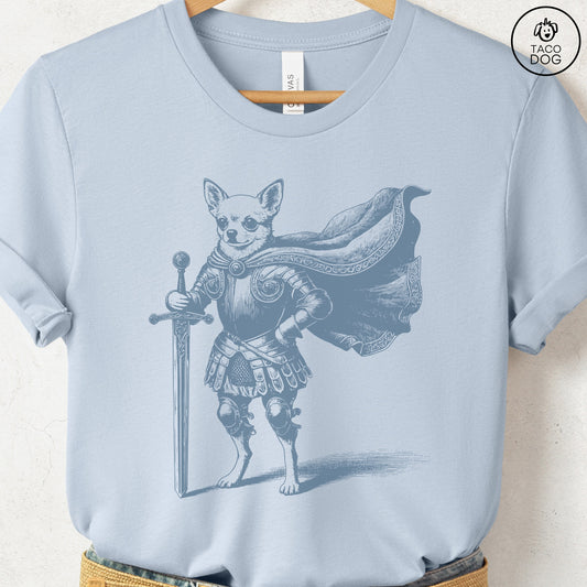 Chihuahua Knight T-Shirt Light Blue Taco-Dog