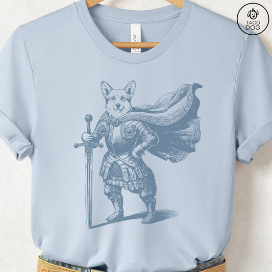 Corgi Knight T-Shirt Light Blue Taco-Dog