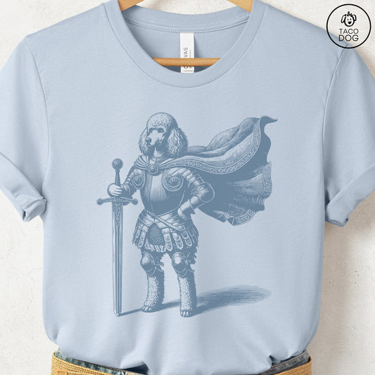 Poodle Knight T-Shirt Light Blue Taco-Dog