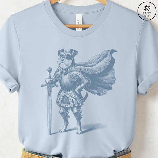 Schnauzer Knight T-Shirt Light Blue Taco-Dog