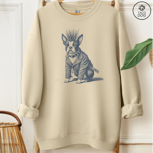 Boston Terrier Punk Sweatshirt Sand Taco-Dog