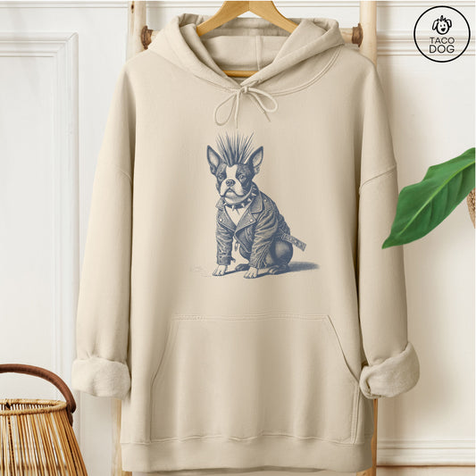 Boston Terrier Punk Hoodie Sand Taco-Dog