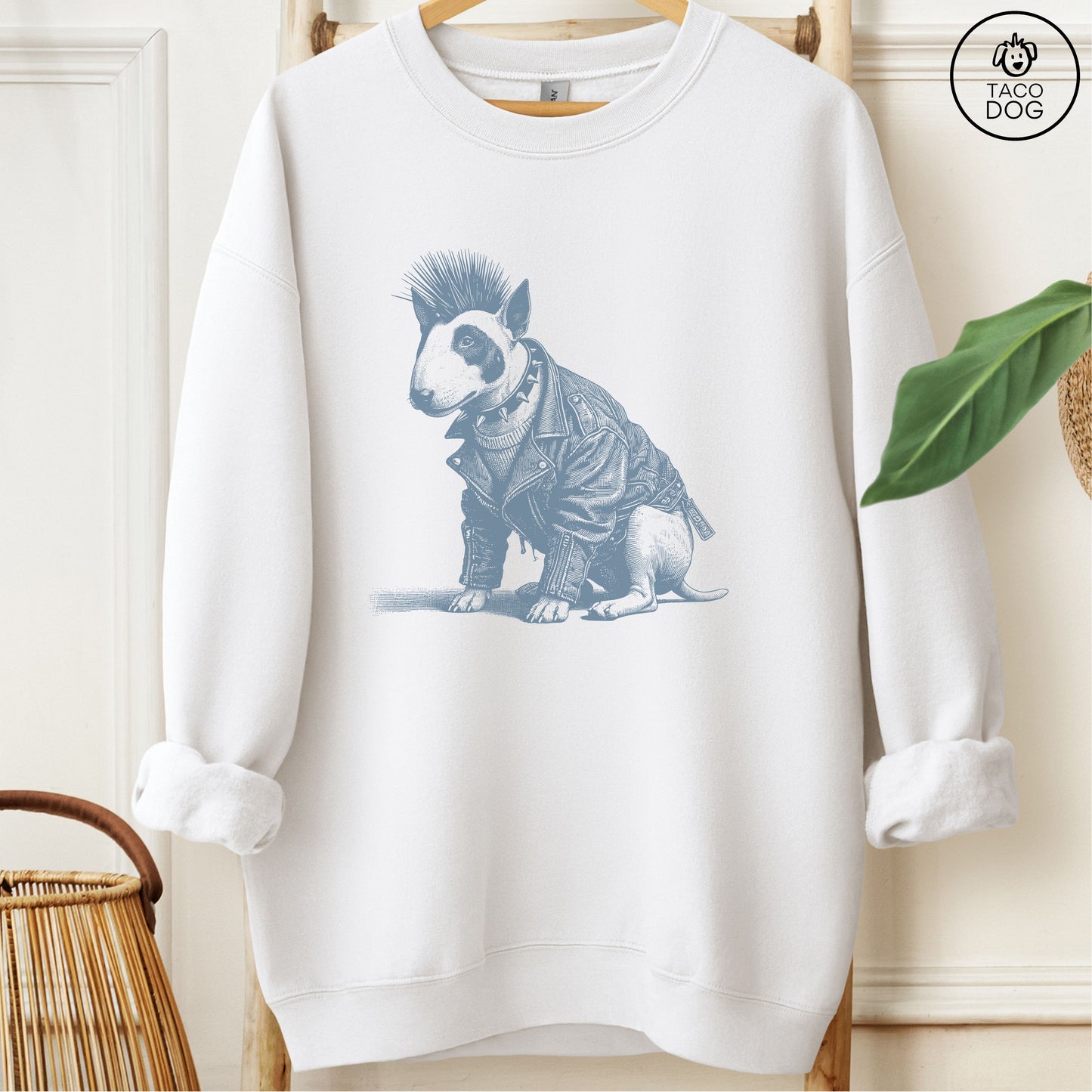 English Bull Terrier Punk Sweatshirt White Taco-Dog