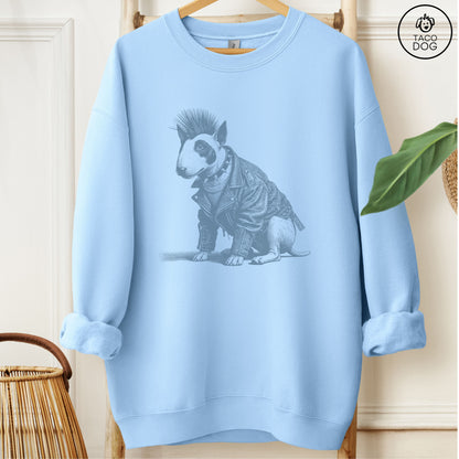 English Bull Terrier Punk Sweatshirt Light Blue Taco-Dog