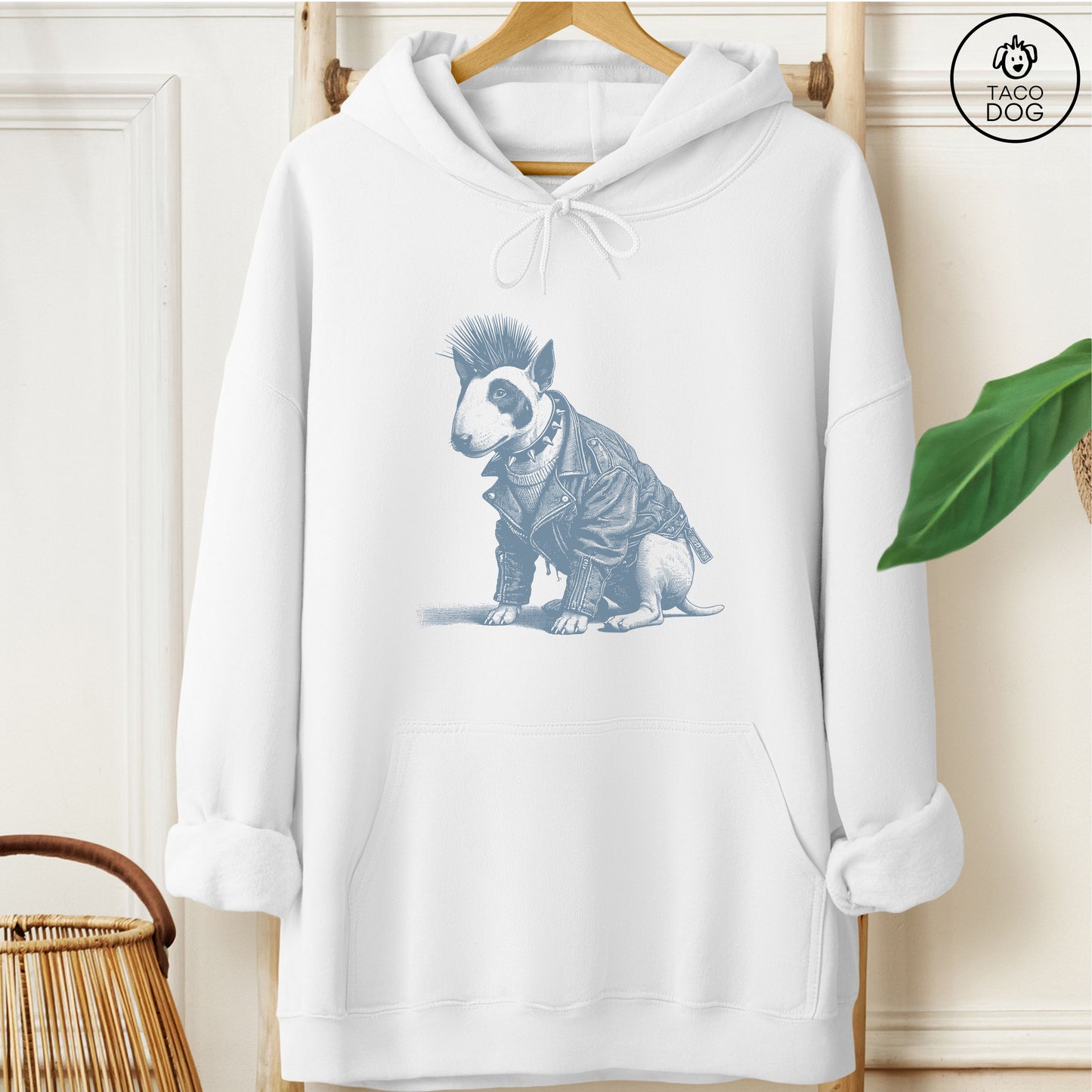 Bull Terrier Punk Hoodie White Taco-Dog