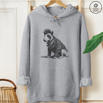 Bull Terrier Punk Hoodie Graphite Heather Taco-Dog