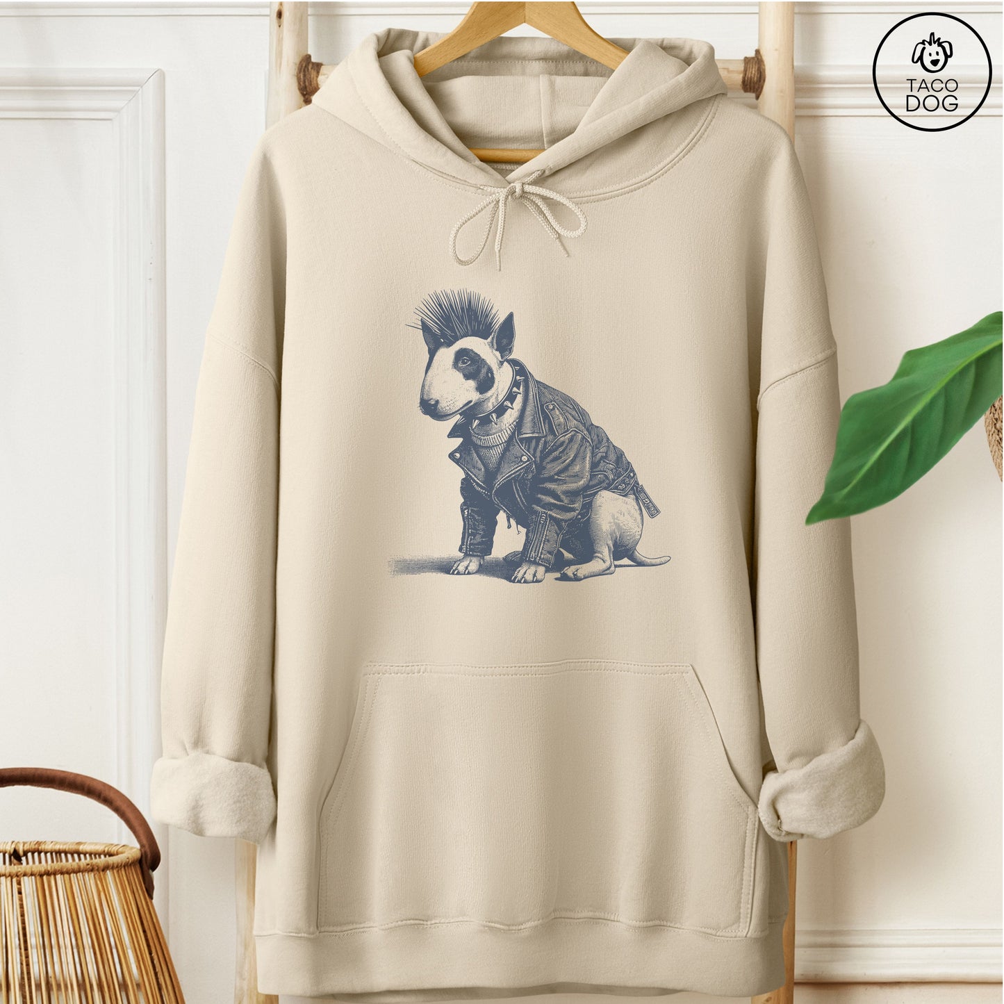 Bull Terrier Punk Hoodie Sand Taco-Dog
