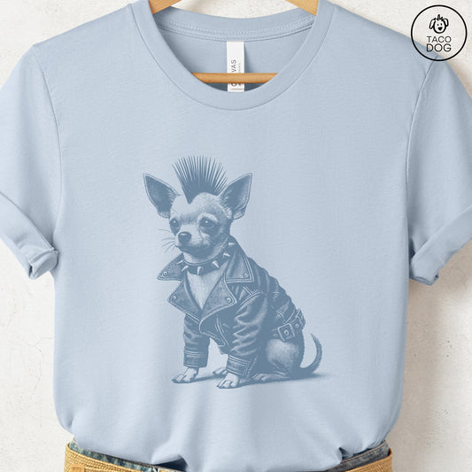 Chihuahua Punk T-Shirt Light Blue Taco-Dog