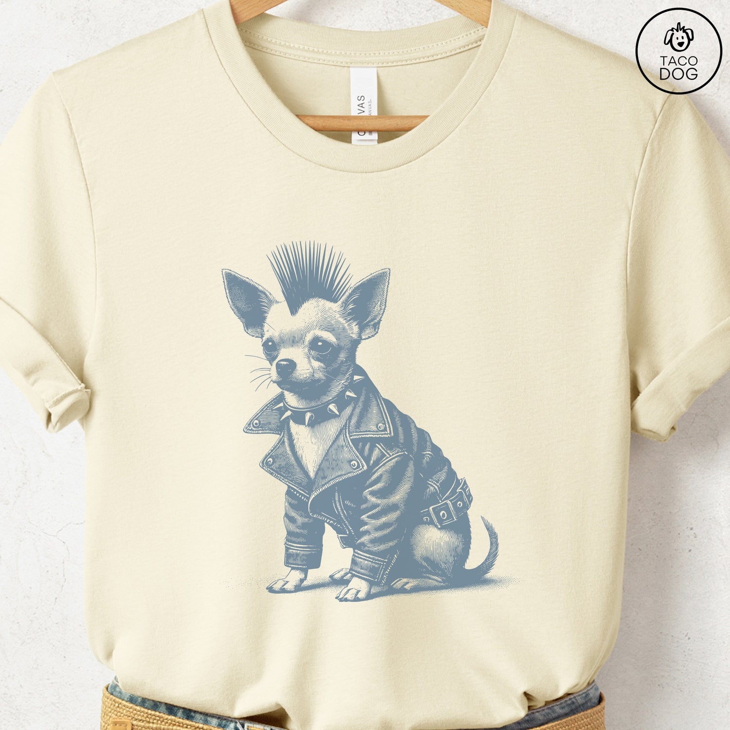 Chihuahua Punk T-Shirt Natural Taco-Dog