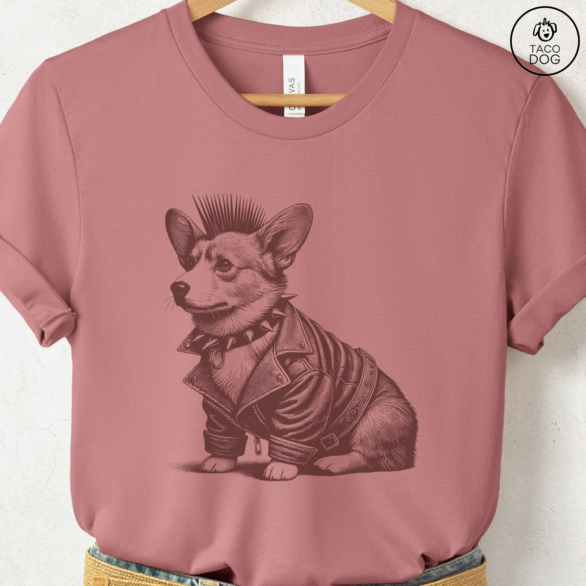 Corgi Punk T-Shirt, design close-up