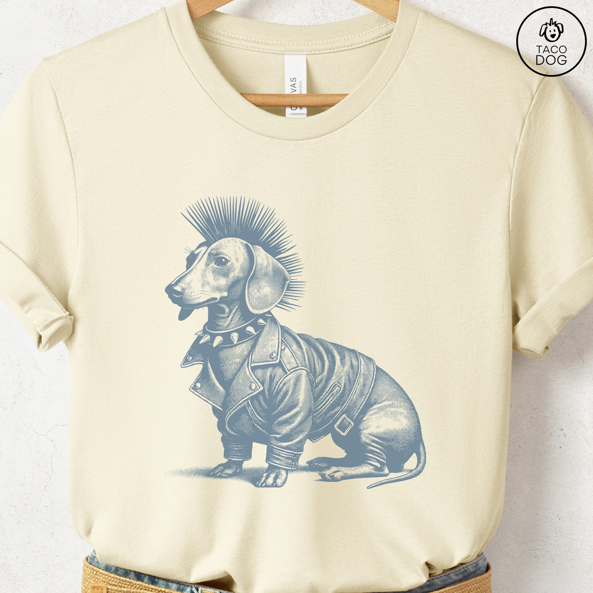Dachshund Weenie Punk T-Shirt, design close-up
