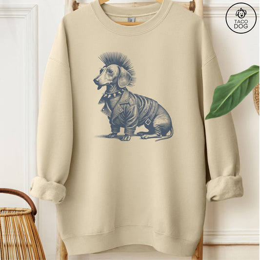 Dachshund Weenie Punk Sweatshirt Sand Taco-Dog