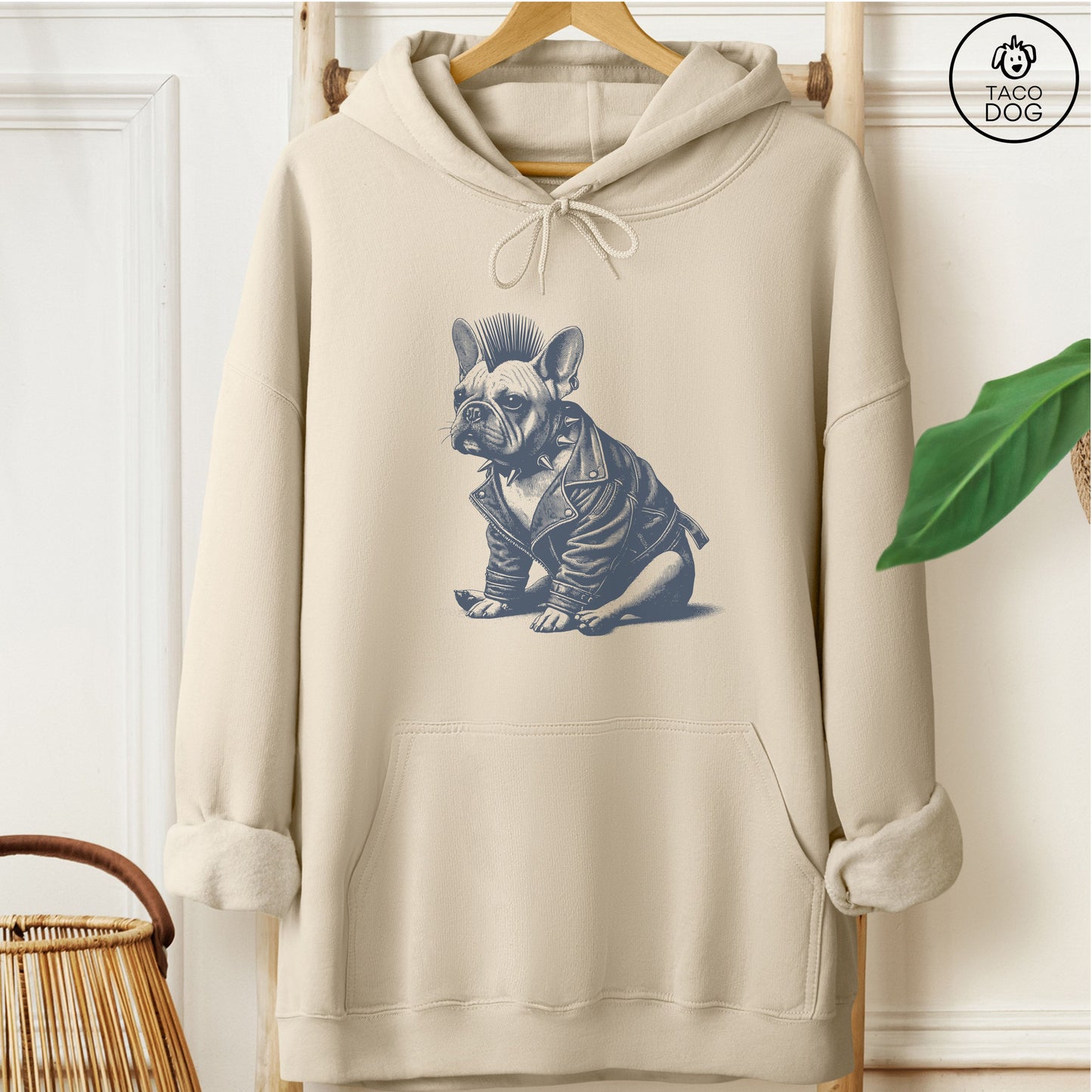 French Bulldog Frenchie Punk Hoodie Sand Taco-Dog