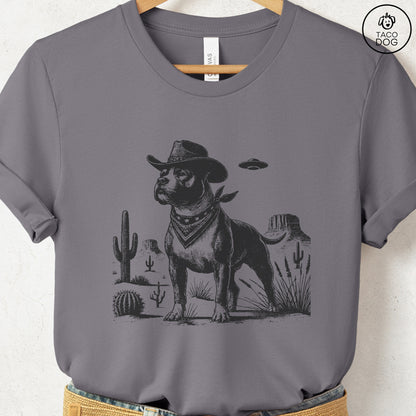 Pitbull Staffy Ink Cowboy UFO T-Shirt