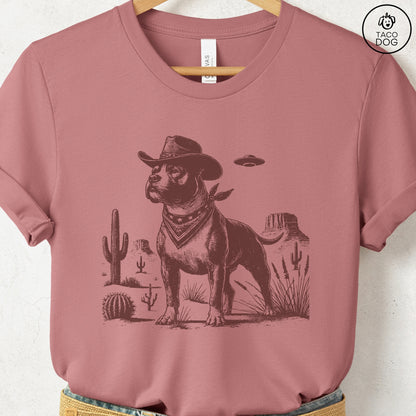 Pitbull Staffy Ink Cowboy UFO T-Shirt
