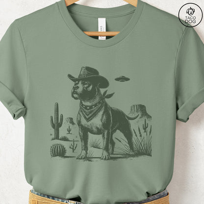 Pitbull Staffy Ink Cowboy UFO T-Shirt