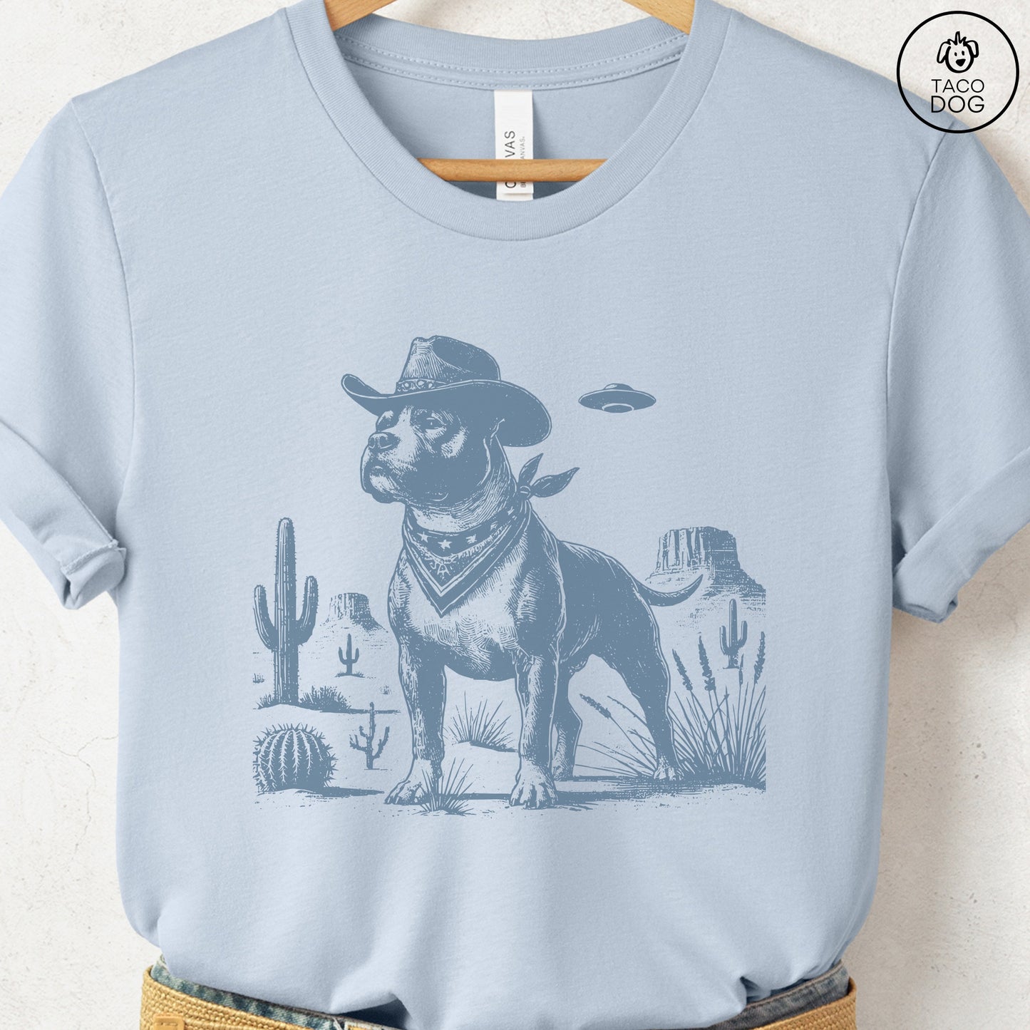 Pitbull Staffy Ink Cowboy UFO T-Shirt