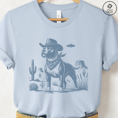 Pitbull Staffy Ink Cowboy UFO T-Shirt