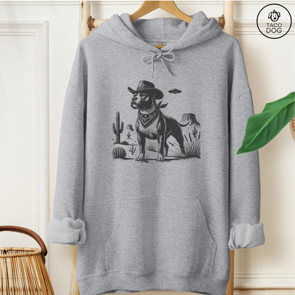 Pitbull Staffie Ink Cowboy UFO Hoodie Graphite Heather Taco-Dog