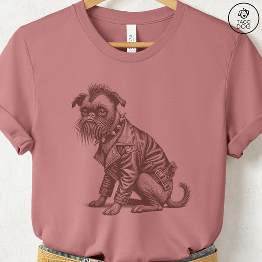 Brussels Griffon Griff Punk T-Shirt Heather Mauve Taco-Dog