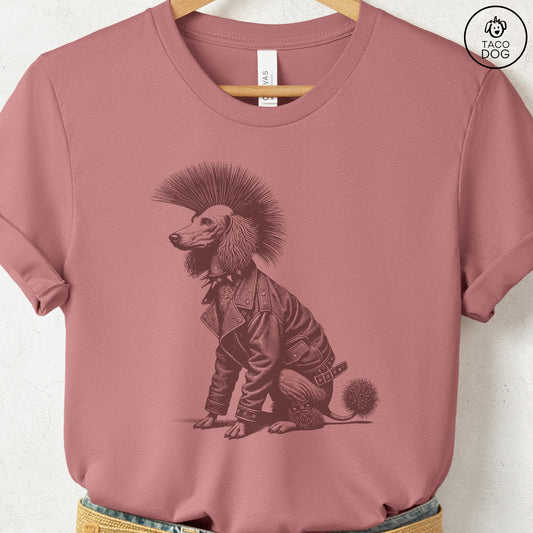 Poodle Punk T-Shirt Heather Mauve Taco-Dog