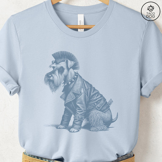 Schnauzer Punk T-Shirt Light Blue Taco-Dog