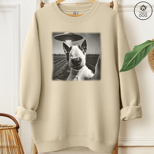 Bully English Bull Terrier UFO Selfie Sweatshirt Sand Taco-Dog