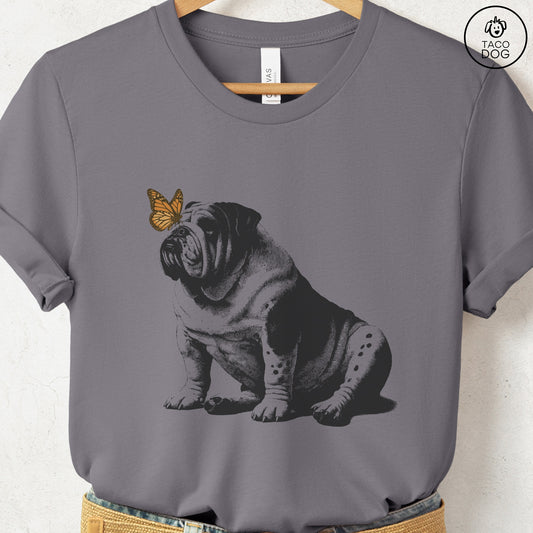 English Bulldog Butterfly T-Shirt Storm Taco-Dog