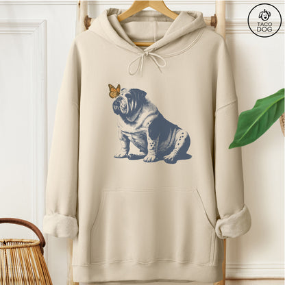 English Bulldog Butterfly Hoodie Sand