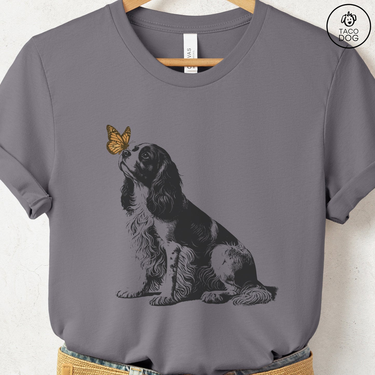 Cavalier King Charles Spaniel Butterfly T-Shirt