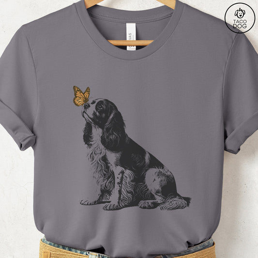 Cavalier King Charles Spaniel Butterfly T-Shirt Storm Taco-Dog