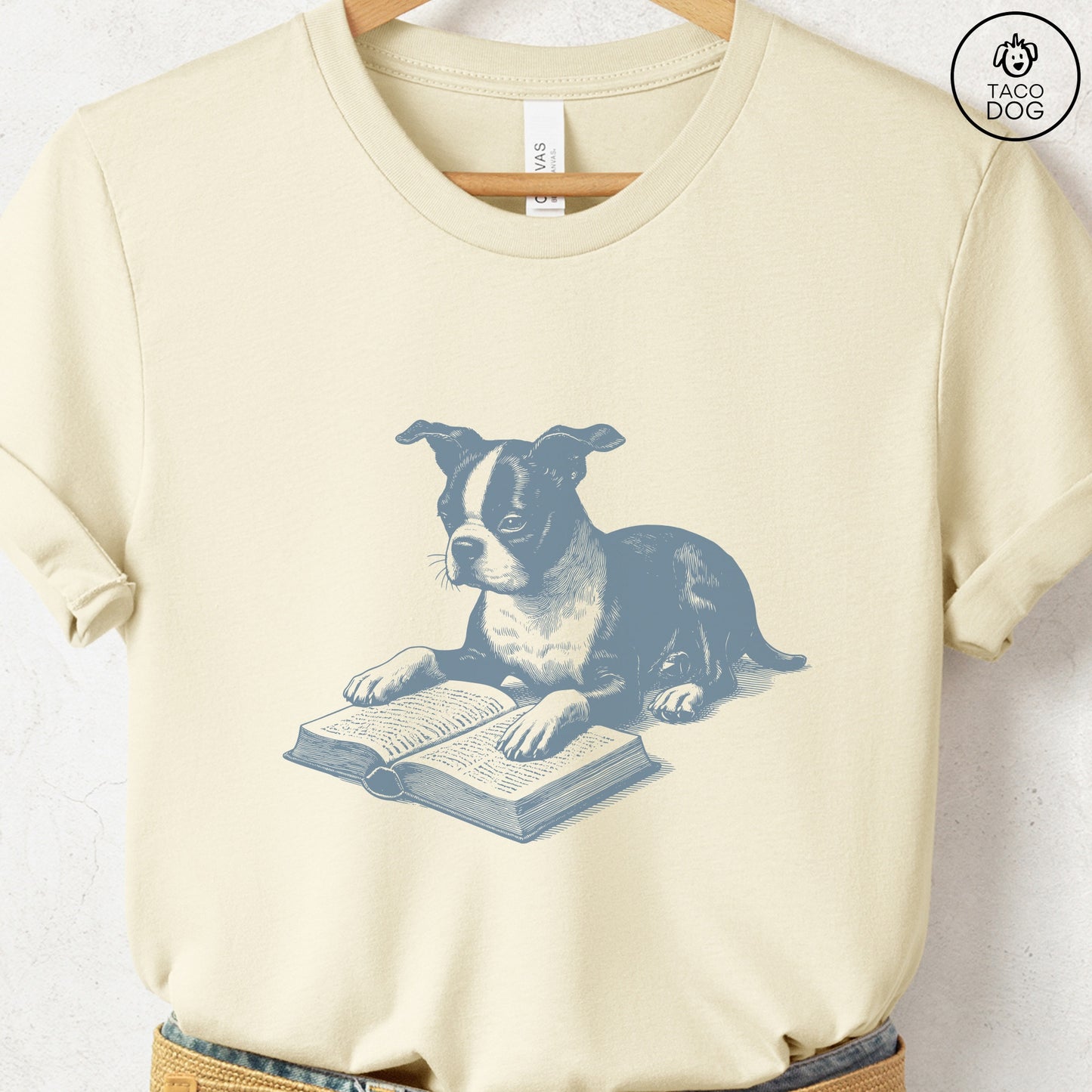 Boston Terrier Studying Book T-Shirt