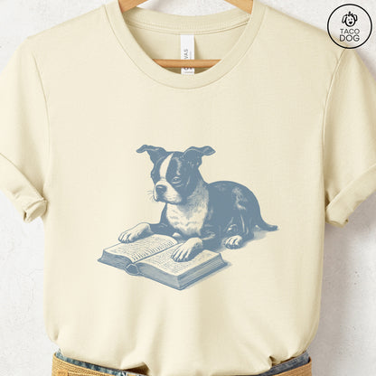 Boston Terrier Studying Book T-Shirt