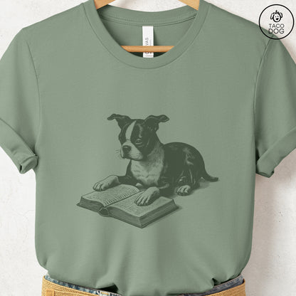 Boston Terrier Studying Book T-Shirt
