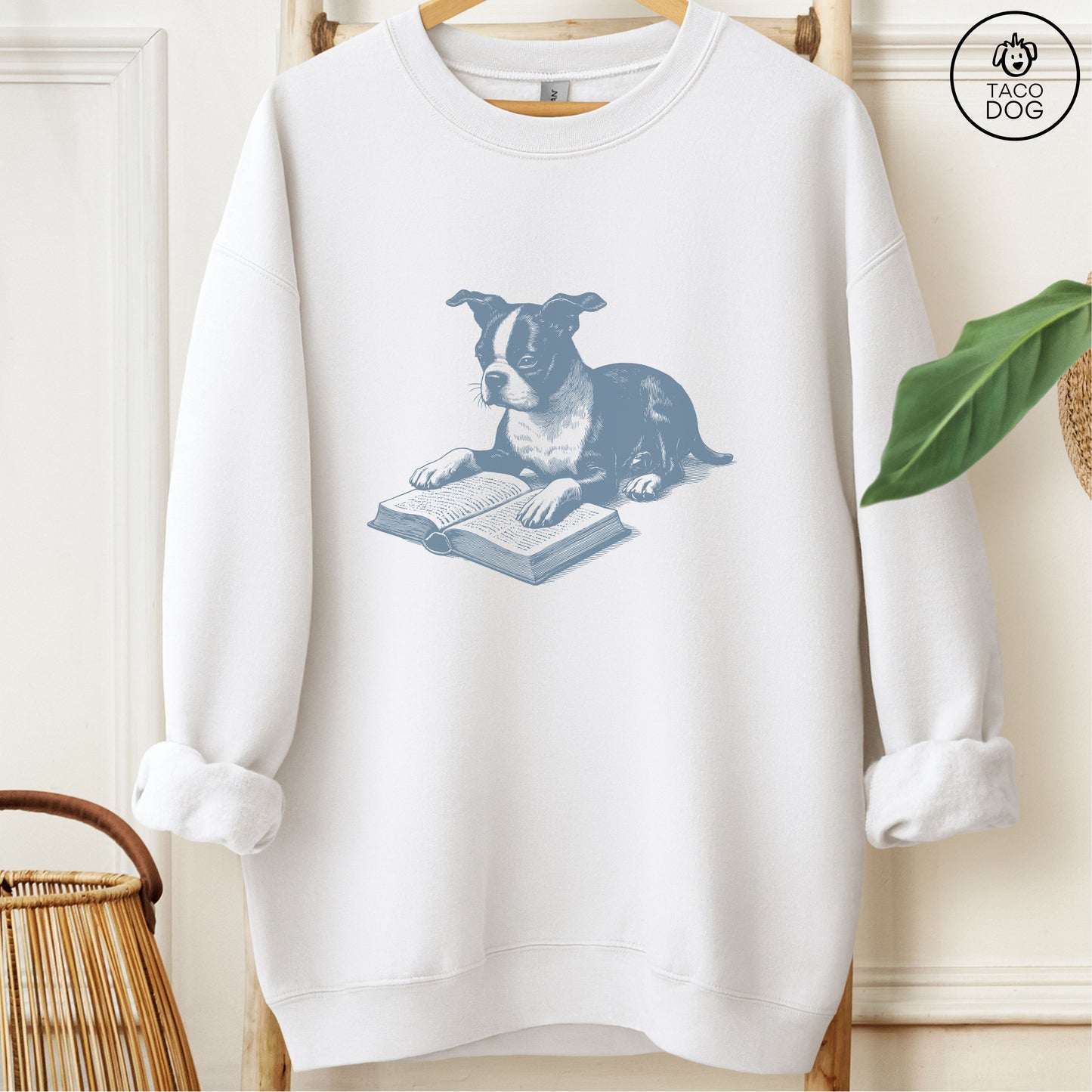 Boston Terrier Studying Book Sweatshirt
