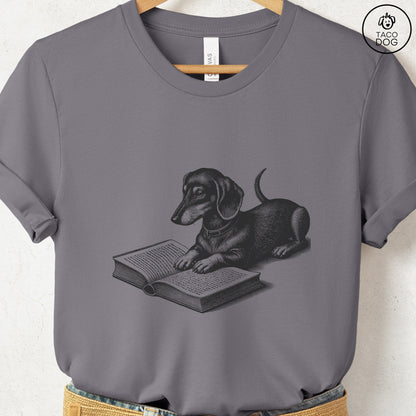 Dachshund Weenie Studying Book T-Shirt