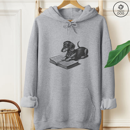 Dachshund Weenie Studying Book Hoodie