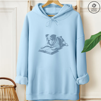 English Bulldog Studying Book Hoodie
